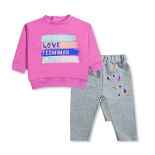 Set 2 Piezas Conjunto Buzo Poleron Ni&ntilde;a 100% Algodon Pink Love