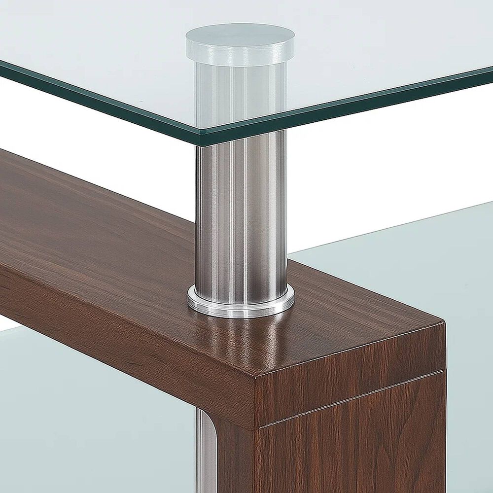 Mesa De Centro Para Living Rectangular De Vidrio Y Madera Oscura image number 11.0