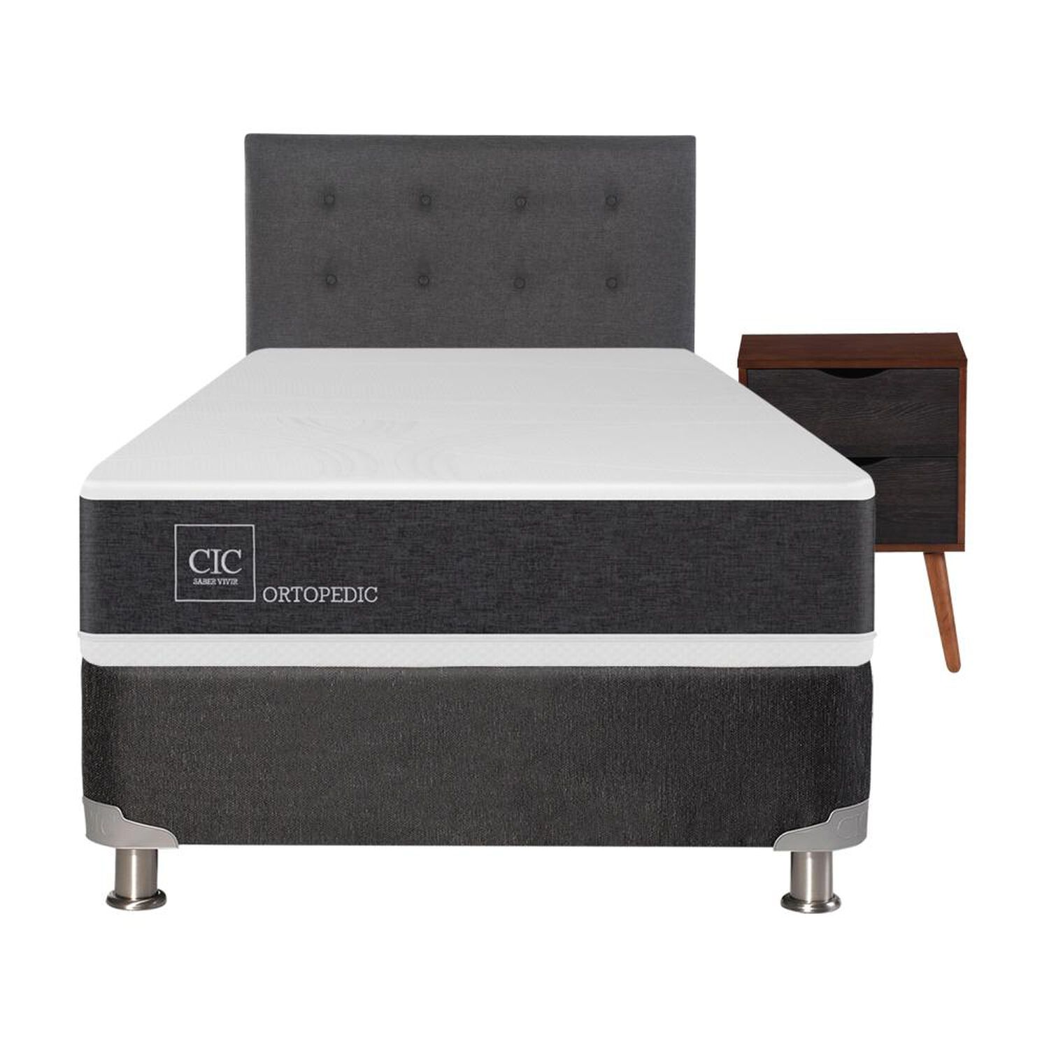 Box Spring Cic Ortopedic / 1.5 Plazas / Base Normal + Set De Maderas image number 0.0