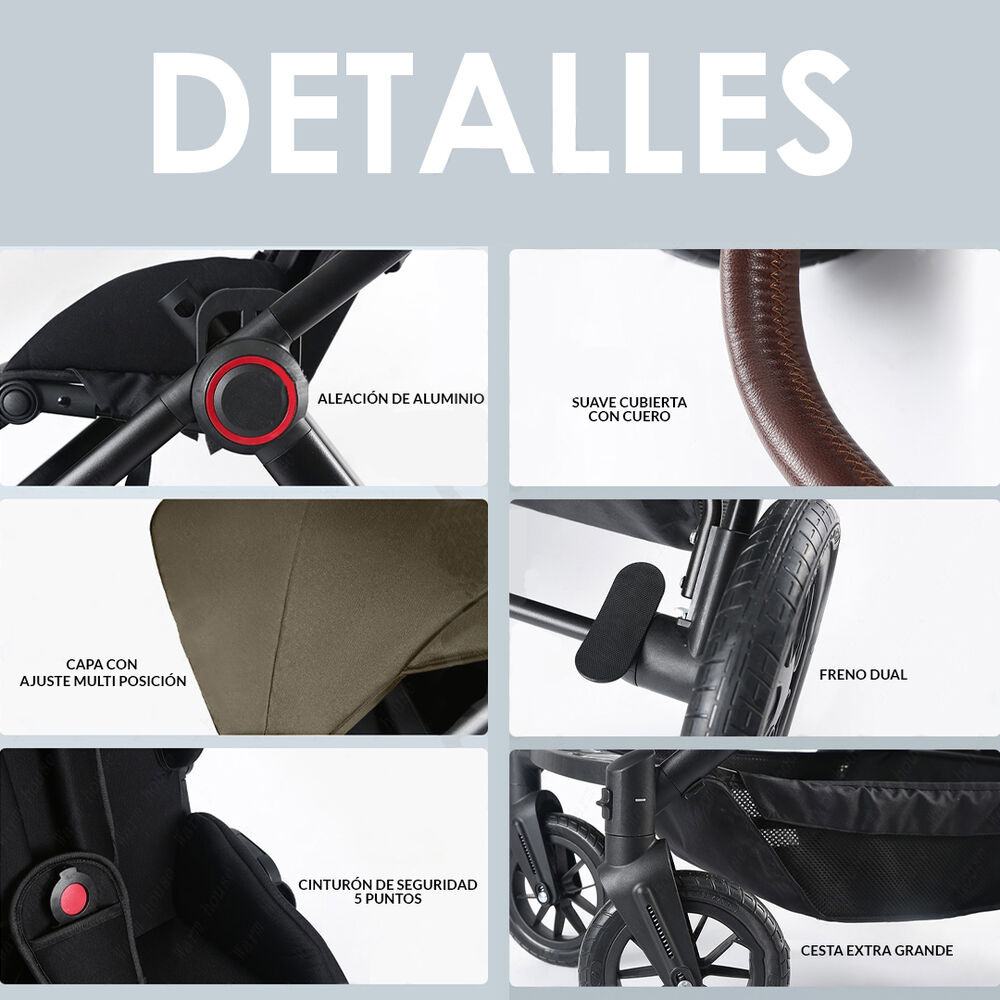 Coche De Beb&eacute; Asiento Reversible Gris Gold Babymine image number 7.0