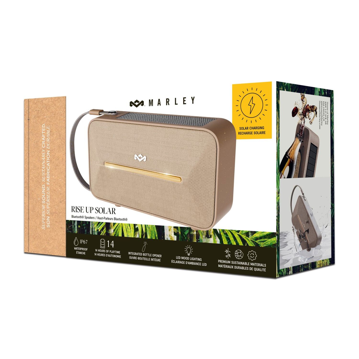 Parlante Bluetooth 5.3 Waterproof Rise Up Solar Cream Marley image number 8.0
