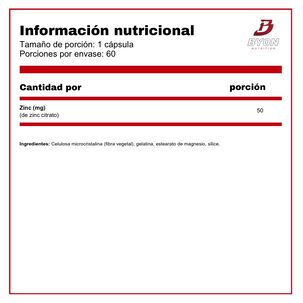 Zinc Citrato 50 Mg 60 C&aacute;psulas