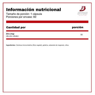 Zinc Citrato 50 Mg 60 C&aacute;psulas