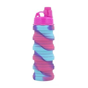 Botella Agua Para Niños Silicona Plegable Arcoiris 500ml Fucsia
