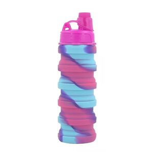 Botella Agua Para Ni&ntilde;os Silicona Plegable Arcoiris 500ml Fucsia