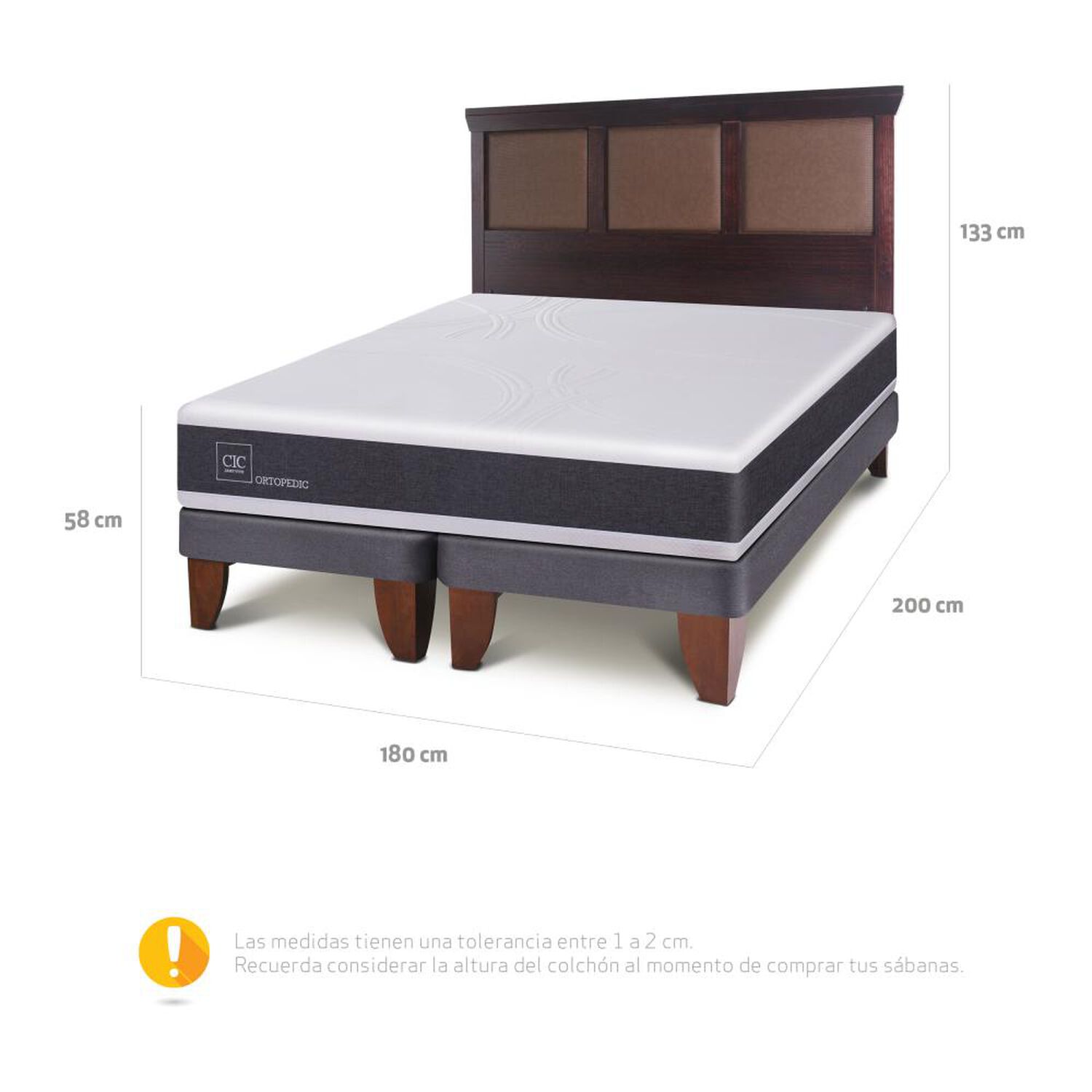 Cama Europea Cic New Ortopedic / King / Base Dividida + Respaldo image number 2.0