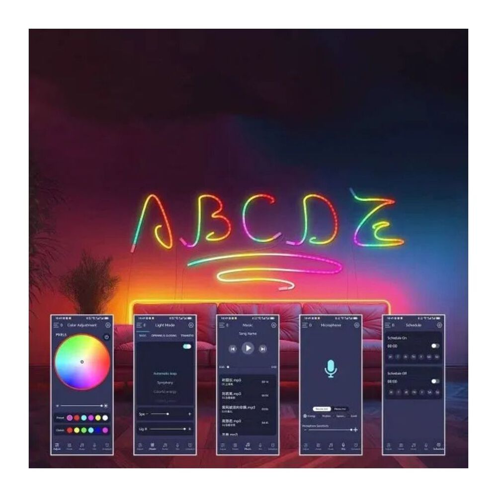 Tira Led Neon Rgb 5m Usb Musical Control Remoto Y App Ip67 Rgb image number 2.0