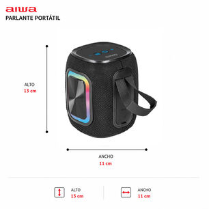 Parlante Bluetooth Inal&aacute;mbrico Aiwa 12w Radio Fm Luz Rgb Aw-kb61