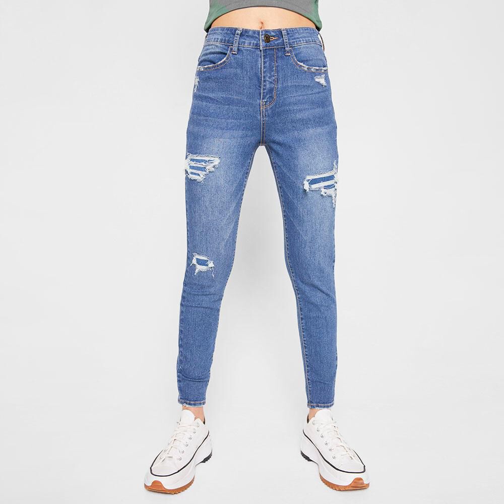 Jeans Con Roturas Y Parches Tiro Alto Super Skinny Mujer Freedom image number 0.0