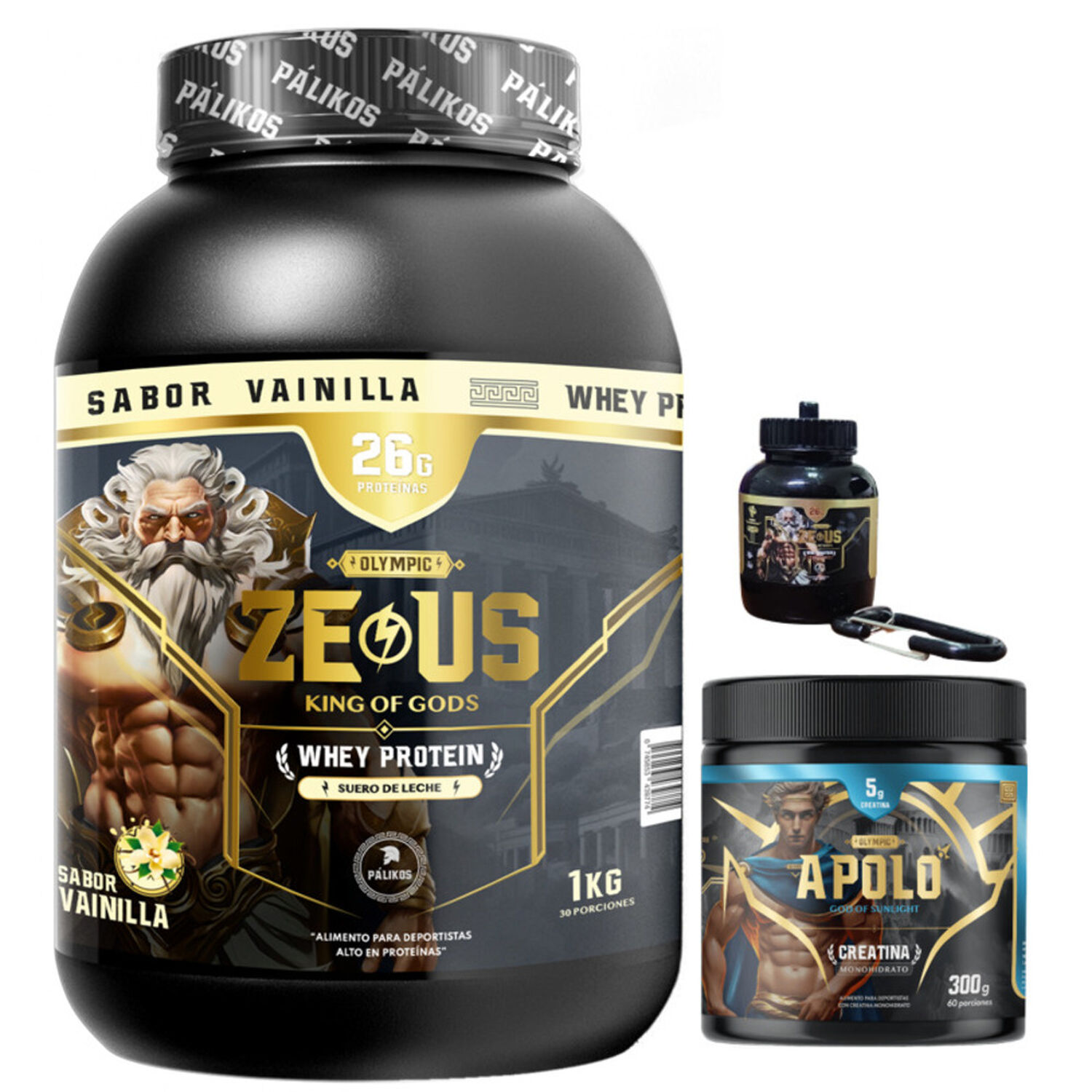Proteina Zeus 100 %whey(sabor Vainilla)+creatina Apolo 300g + Minibottle image number 0.0