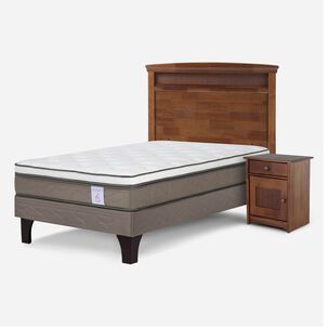 Cama Europea Rosen New Style 6 / 1.5 Plazas / Base Normal + Set De Maderas Veneto