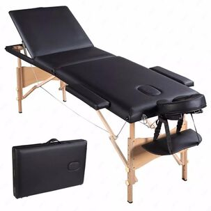 Camilla De Masajes Plegable 3 Cuerpos Deluxe Madera - Negra