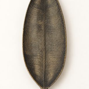 Bandeja Decorativa Forma De Hoja Estilo Moderno Organico 59 Cm Color Negro Dorado