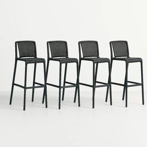 Pack De 4 Taburetes Altos Capri Polipropileno - Negro