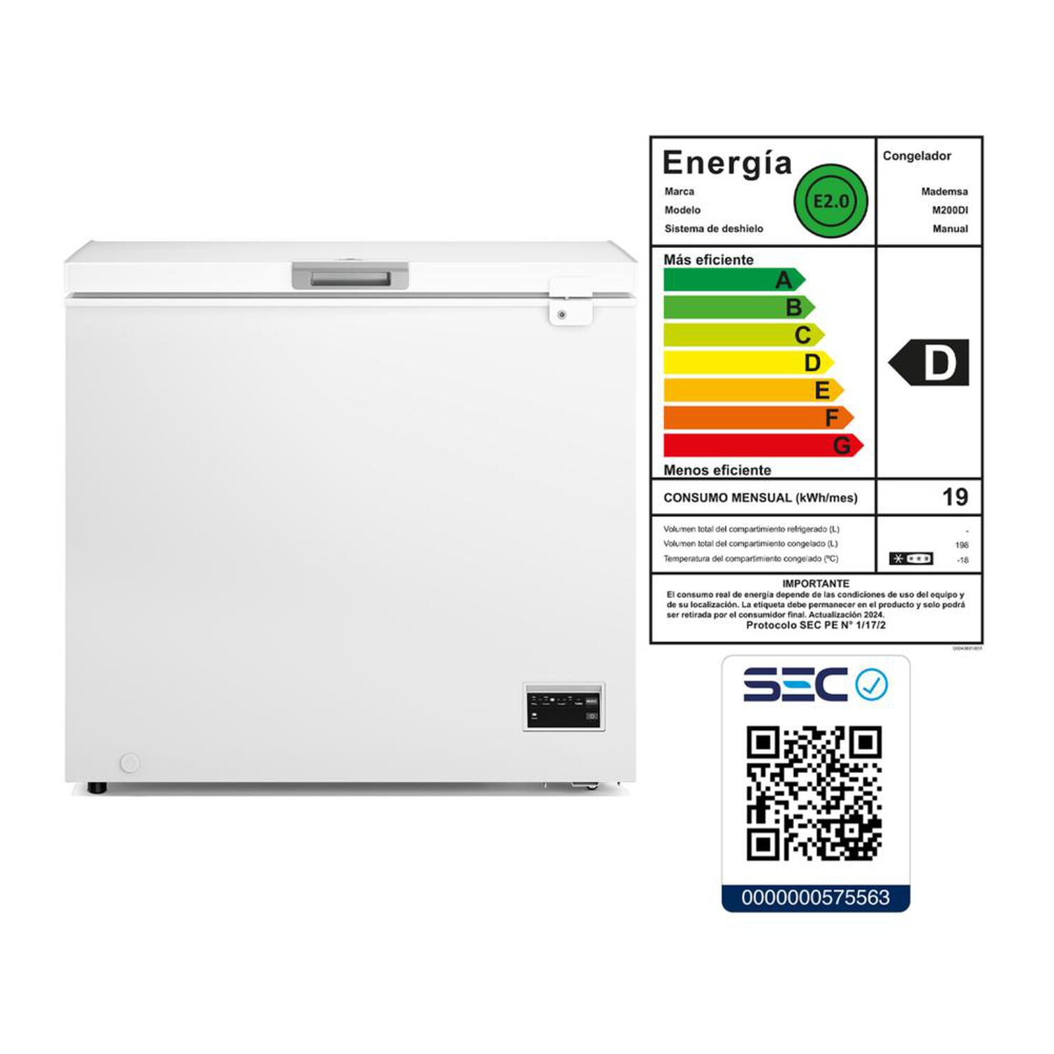 Freezer Horizontal Mademsa M200di / Fr&iacute;o Directo / 198 Litros / D image number 9.0