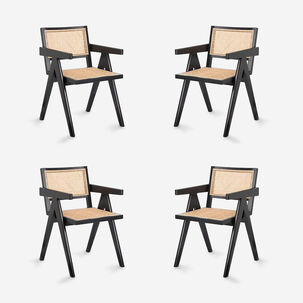 Pack 4 Sillas De Comedor Chandigarh Madera Negro