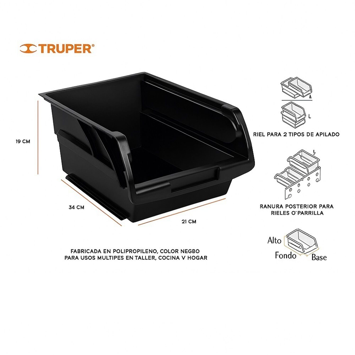 Gaveta Apilable Plastica 4 Truper image number 3.0