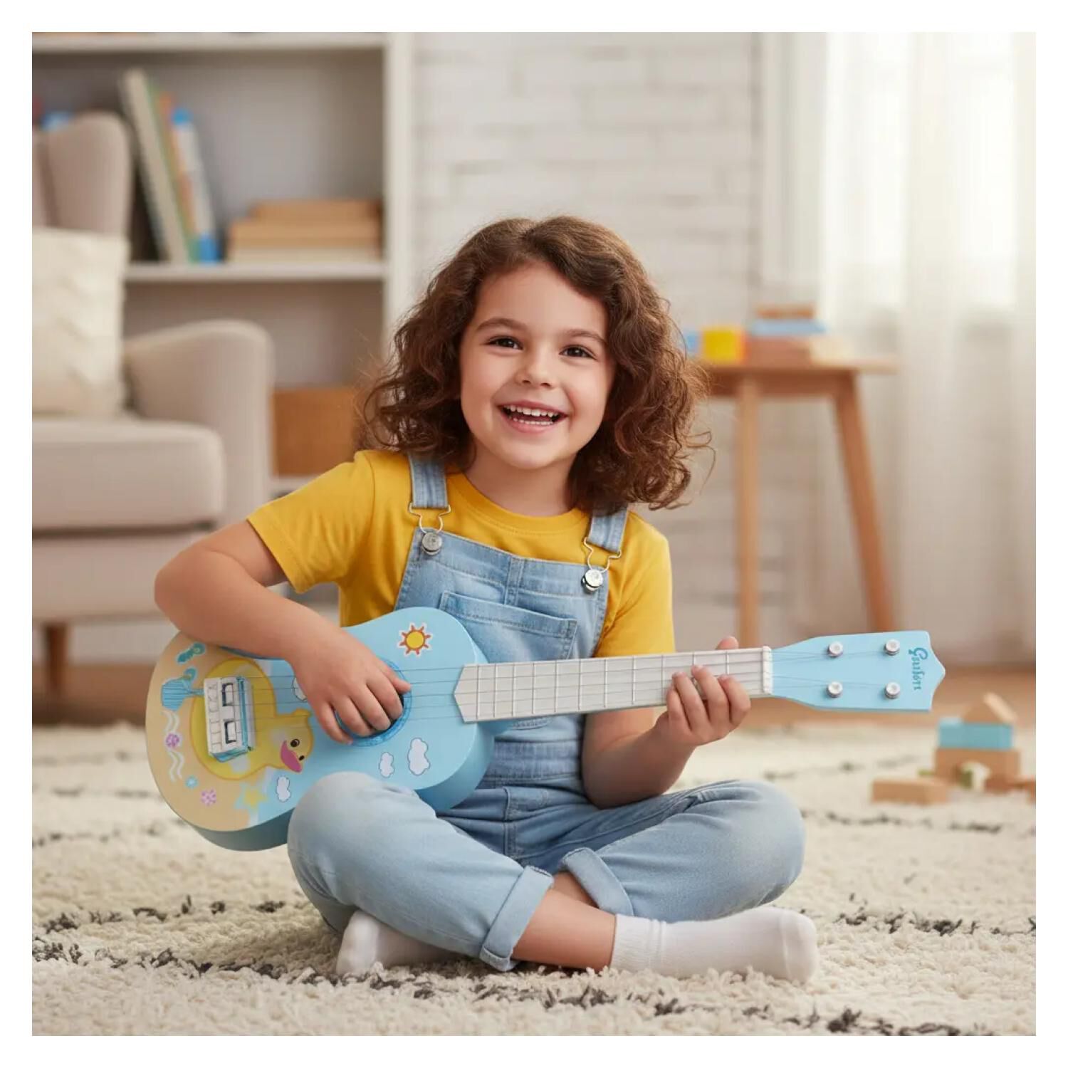 Guitarra 57cm Para Ni&ntilde;os Cuerdas Silicona Rosado Infantil image number 2.0