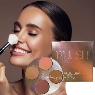 Set De Paleta De De Rubores En Polvo Y Brocha Profesional