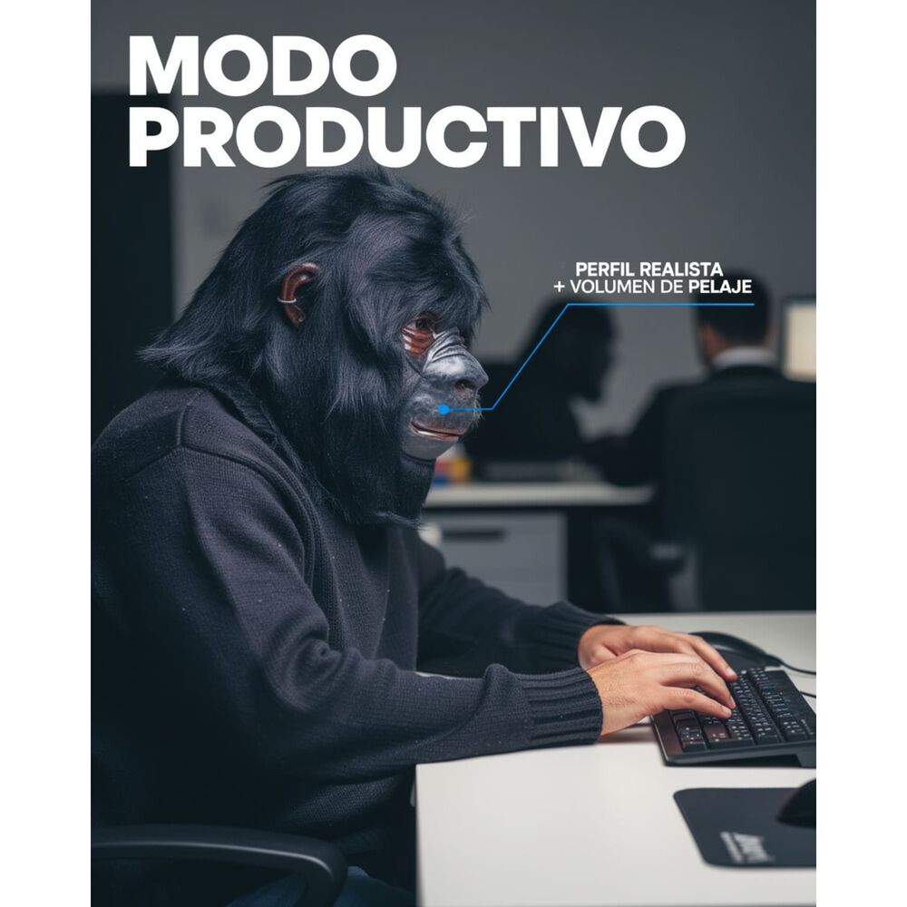 M&aacute;scara L&aacute;tex Gorila Realista Disfraz Adulto Halloween image number 7.0