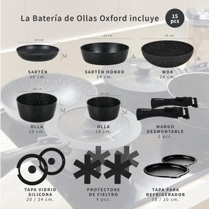 Bater&iacute;a De Cocina Antiadherente Oxford Granito 15pcs Simplit