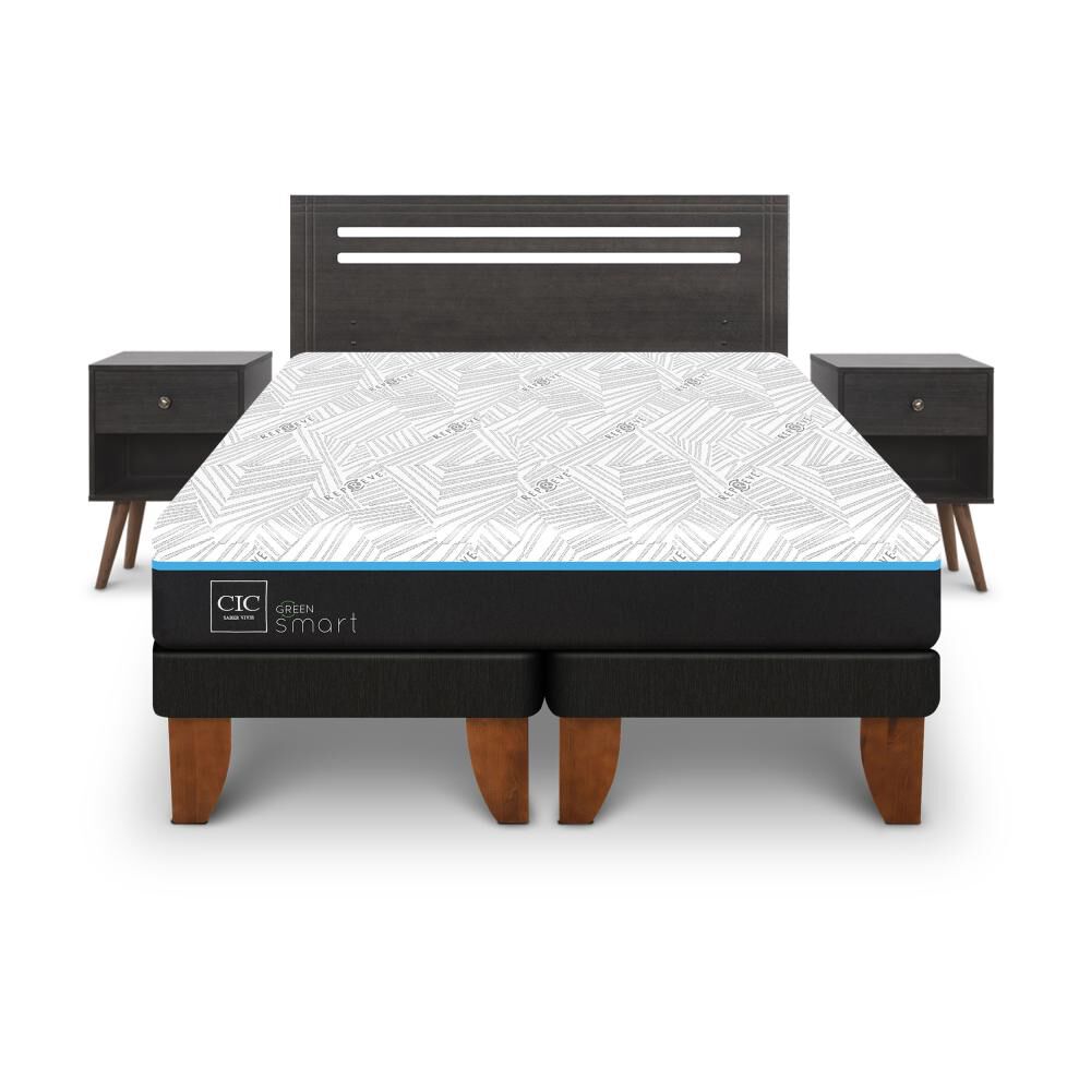 Cama Europea Cic Green Infinity / 2 Plazas / Base Dividida + Set De Maderas image number 0.0
