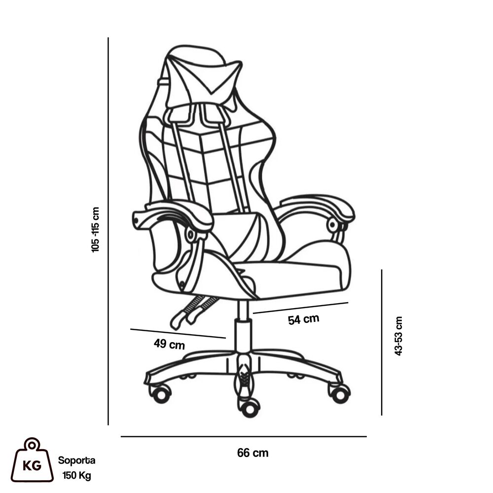 Silla Gamer Tokio Negra Y Roja - Ergon&oacute;mica Con Cojines Y Reclinable Para Un Confort &Oacute;ptimo image number 7.0