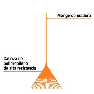 Rastrillo Barrehojas C/mango 22 Dientes Truper Profesional