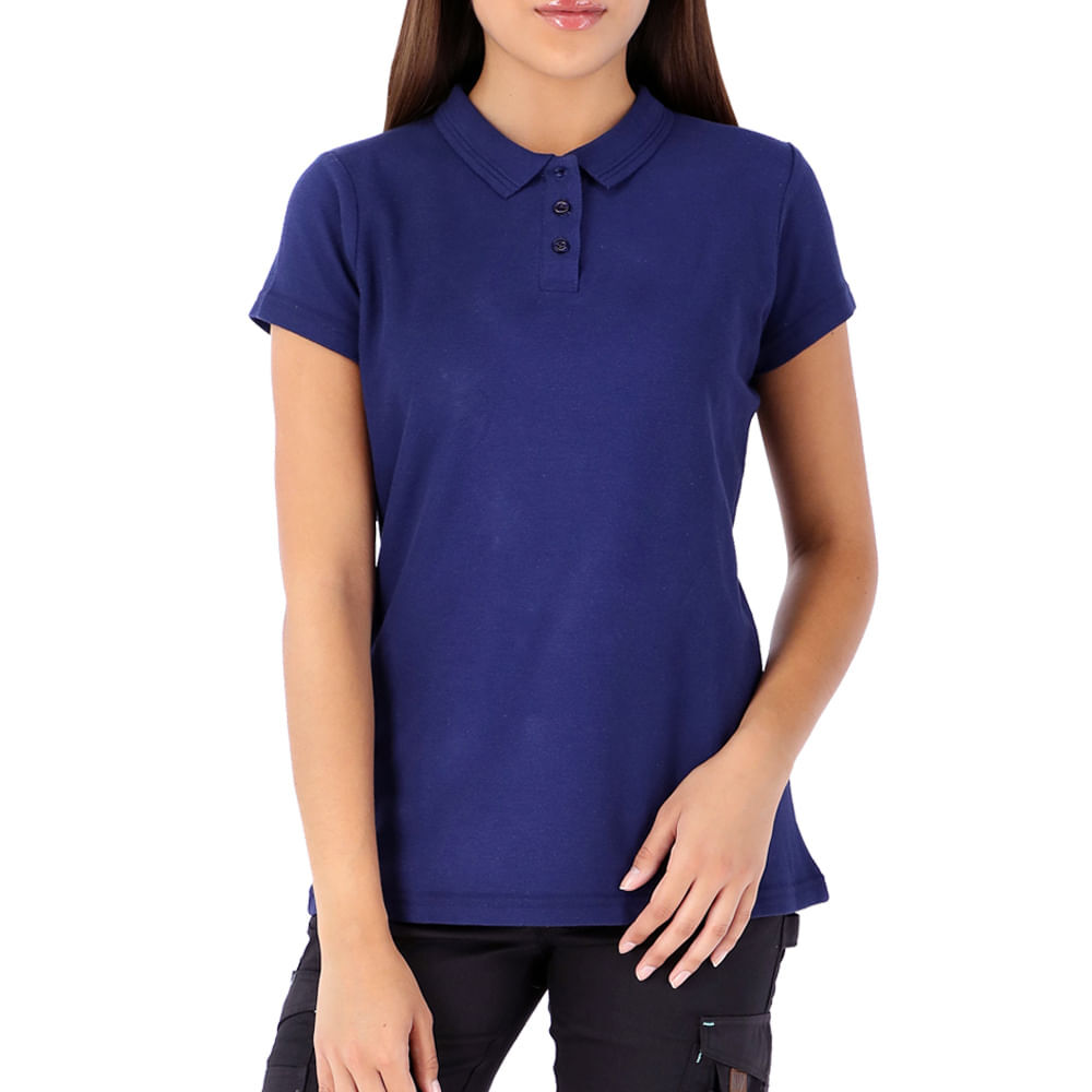 Polera Pique Quebec Manga Corta Azul Mujer image number 0.0