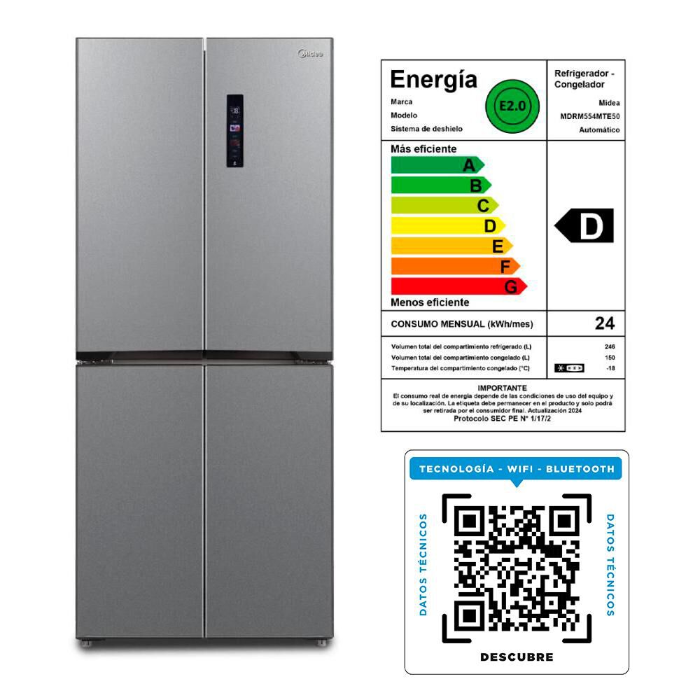 Refrigerador Side by Side Midea MDRM554MTE50 / No Frost / 396 Litros / D image number 9.0