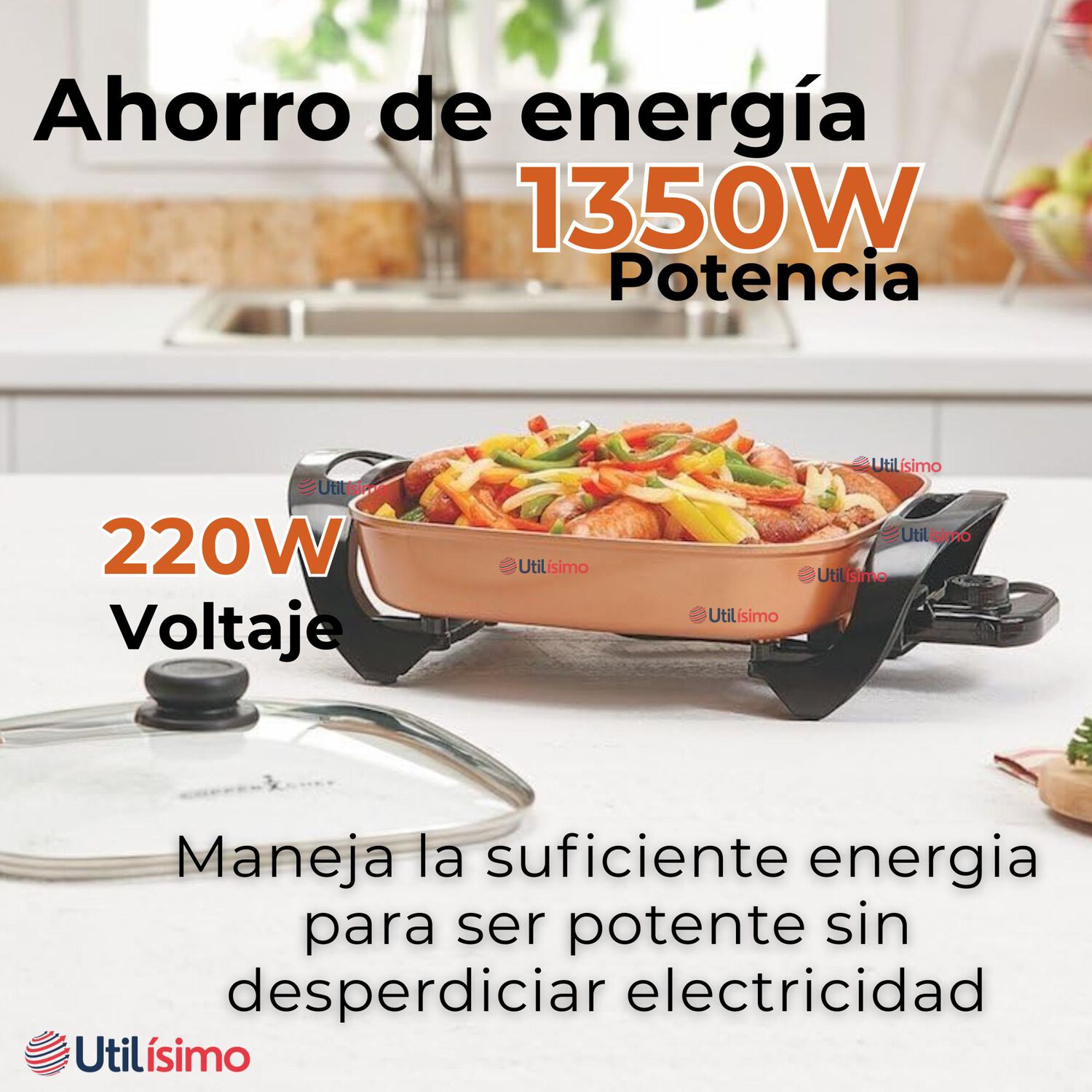 Sart&eacute;n El&eacute;ctrico Multifuncional Antiadherente 1350w De Potencia image number 3.0
