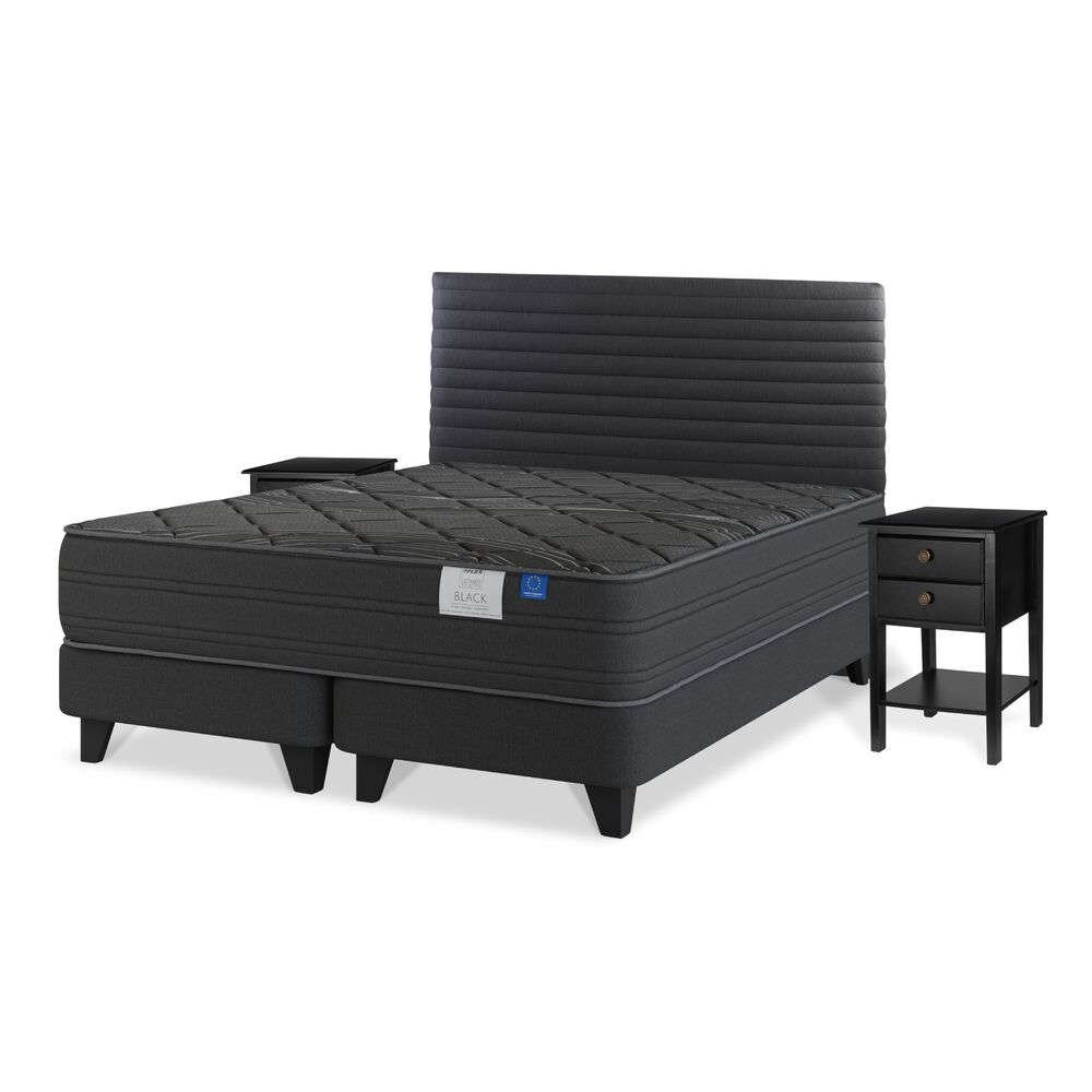 Cama Europea Flex Black / King / Base Dividida + Set De Maderas image number 0.0
