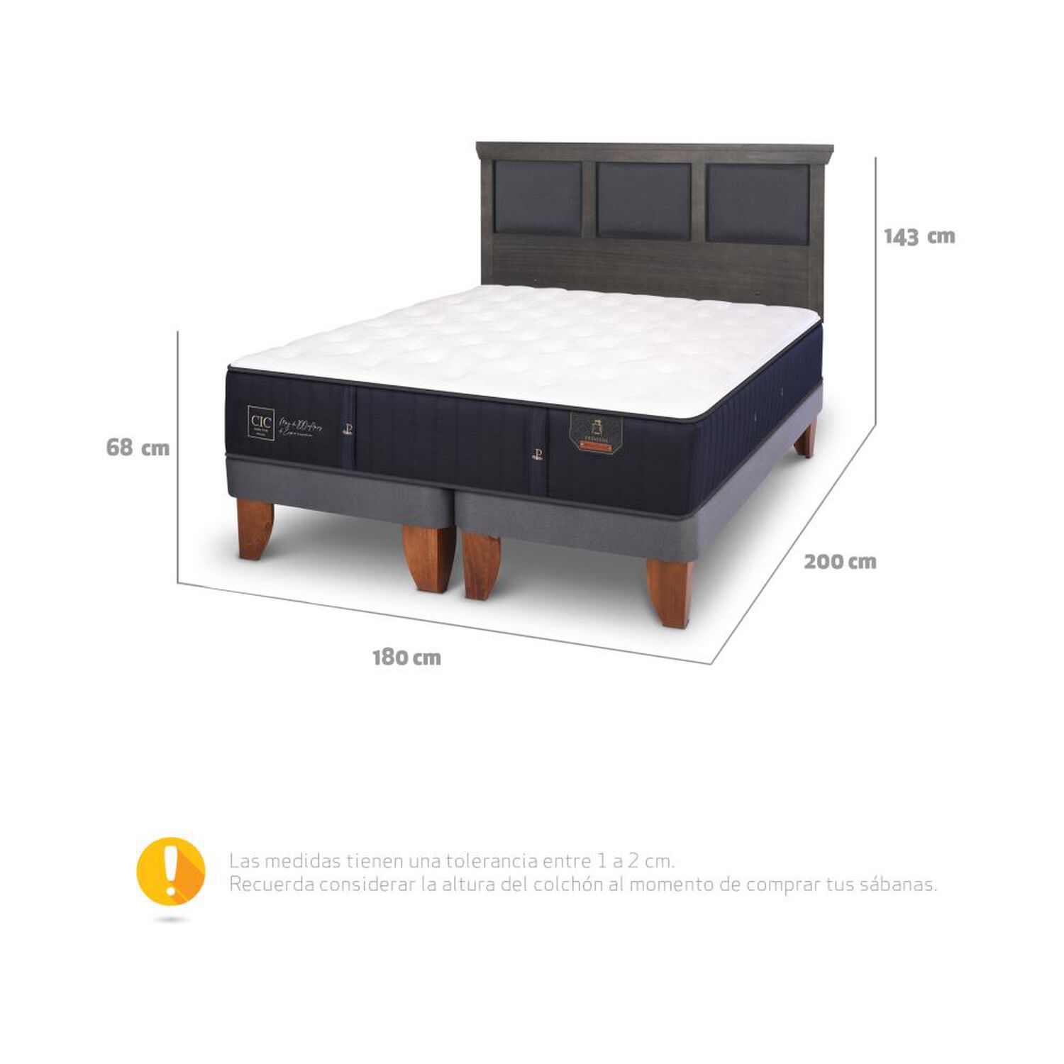 Cama Europea Cic Premium / King / Base Dividida + Respaldo image number 5.0