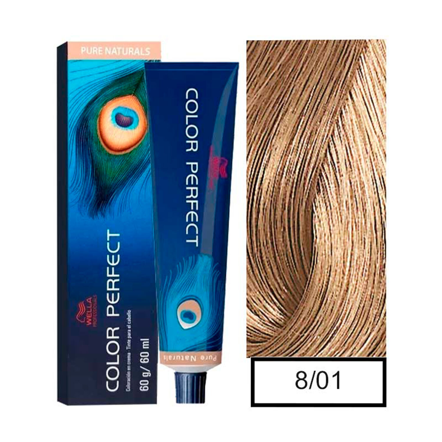 Wella - Tintura Permanente Color Perfect 8/01 Rubio Claro Natural Ceniza 60gr + Oxidante 20vol 60ml image number 0.0