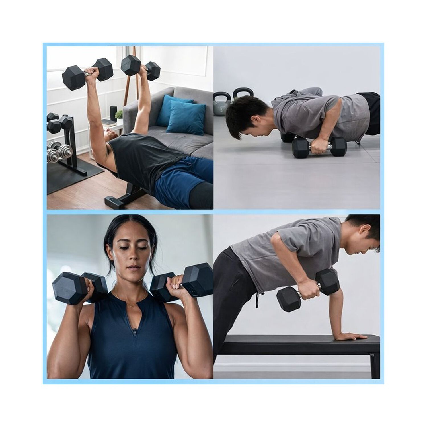 Mancuerna Profesional Hexagonal 7,5kg Fitness Alta Densidad image number 6.0