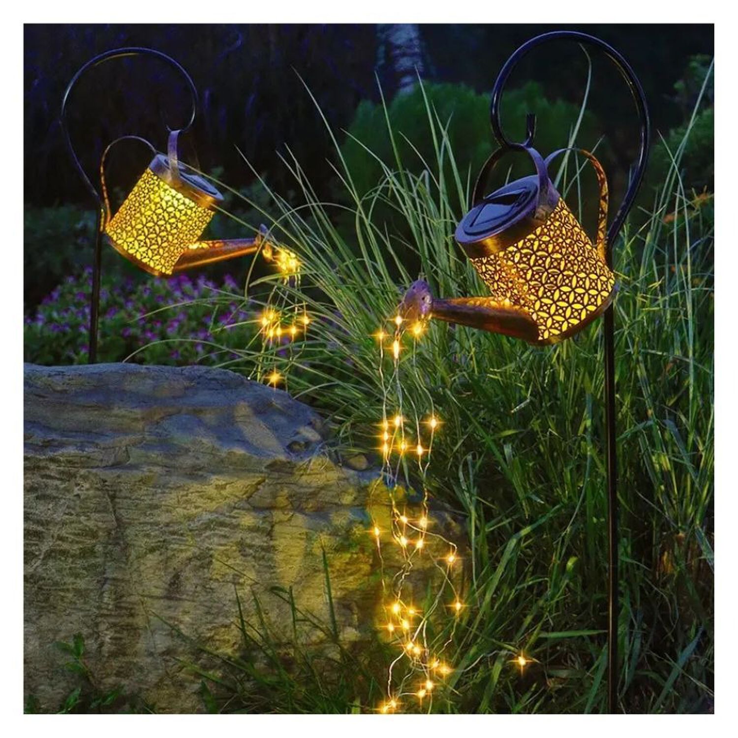 Regadera Solar Decorativa Jard&iacute;n Con Luces Led Cascada image number 2.0