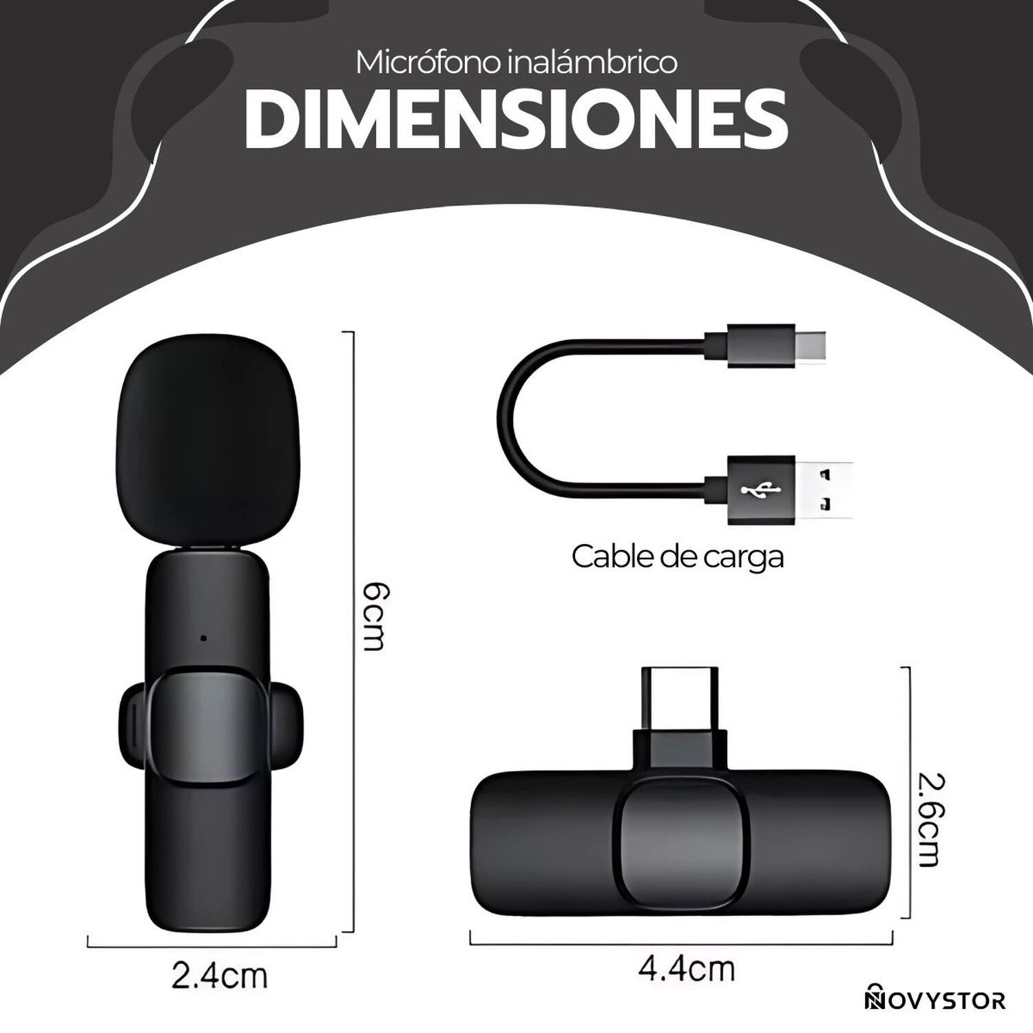 Micr&oacute;fono Inal&aacute;mbrico Con Adaptador Celular Tipo C Y Iphone image number 4.0