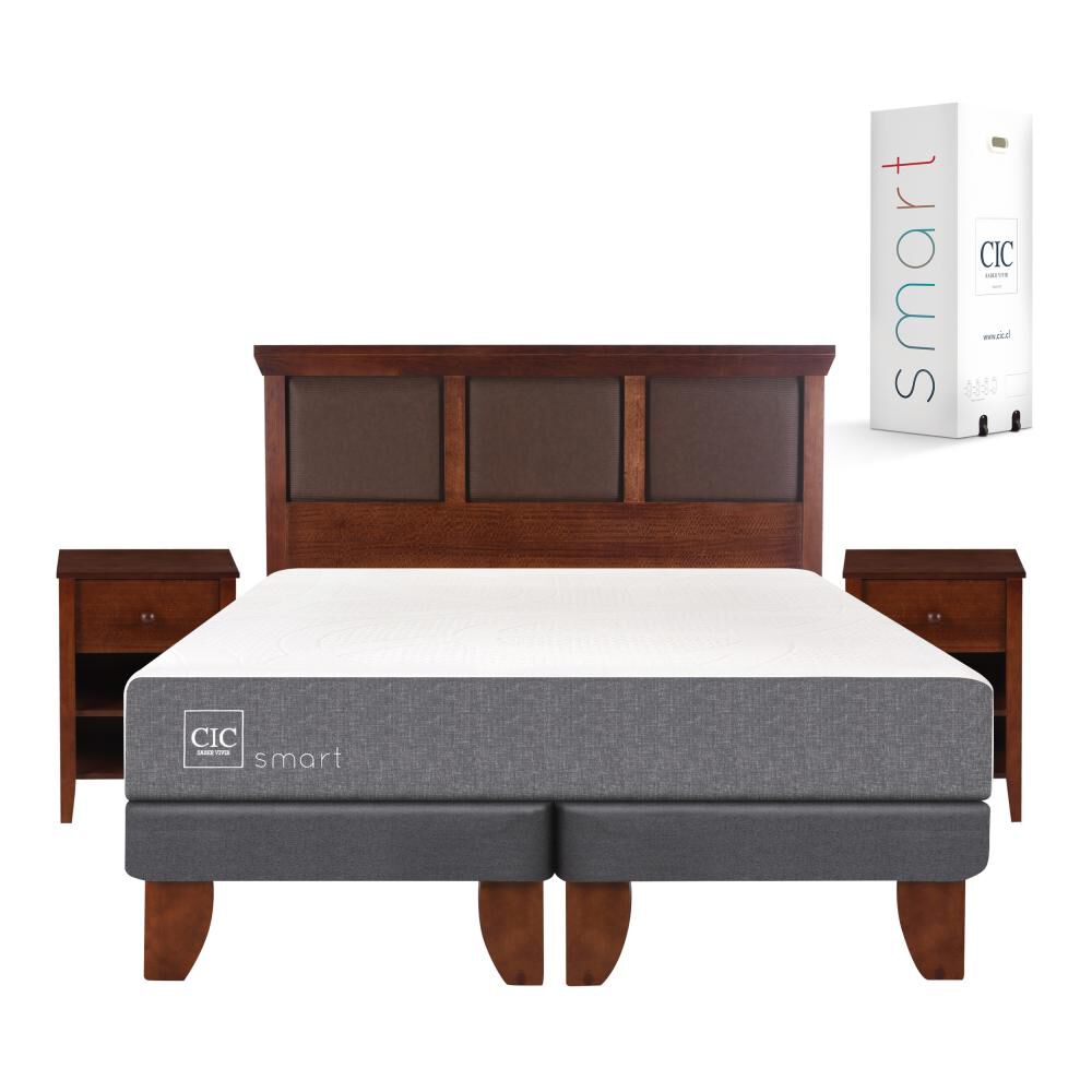 Cama Europea Cic Smart / 2 Plazas / Base Dividida + Set De Maderas image number 0.0