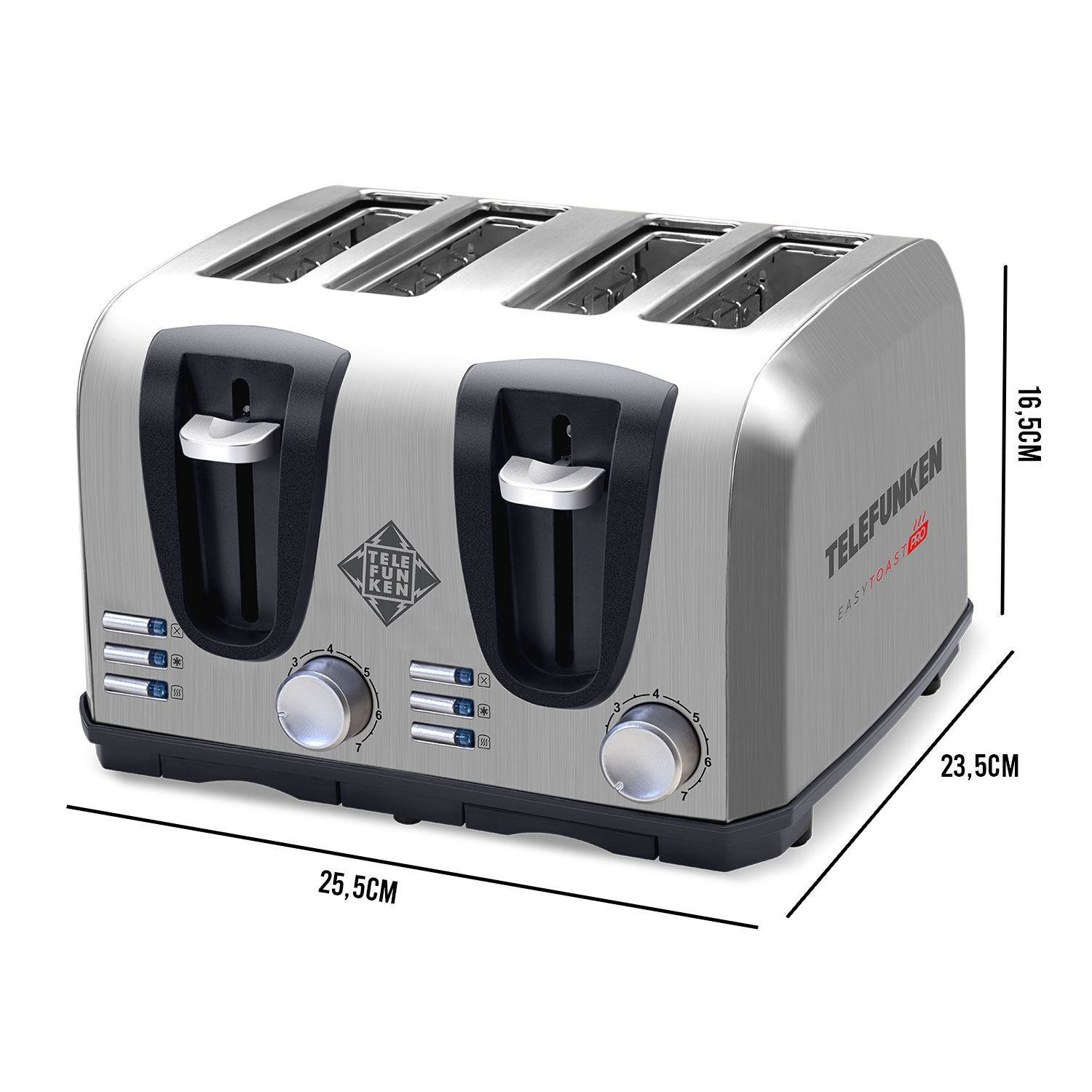 Tostador El&eacute;ctrico 4 Rebanadas Acero Telefunken Easytoast Pro image number 1.0