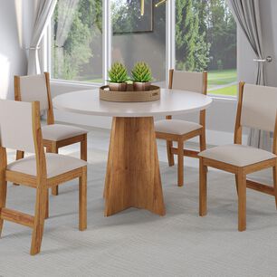 Juego De Comedor Redondo 4 Sillas Imperio Beige