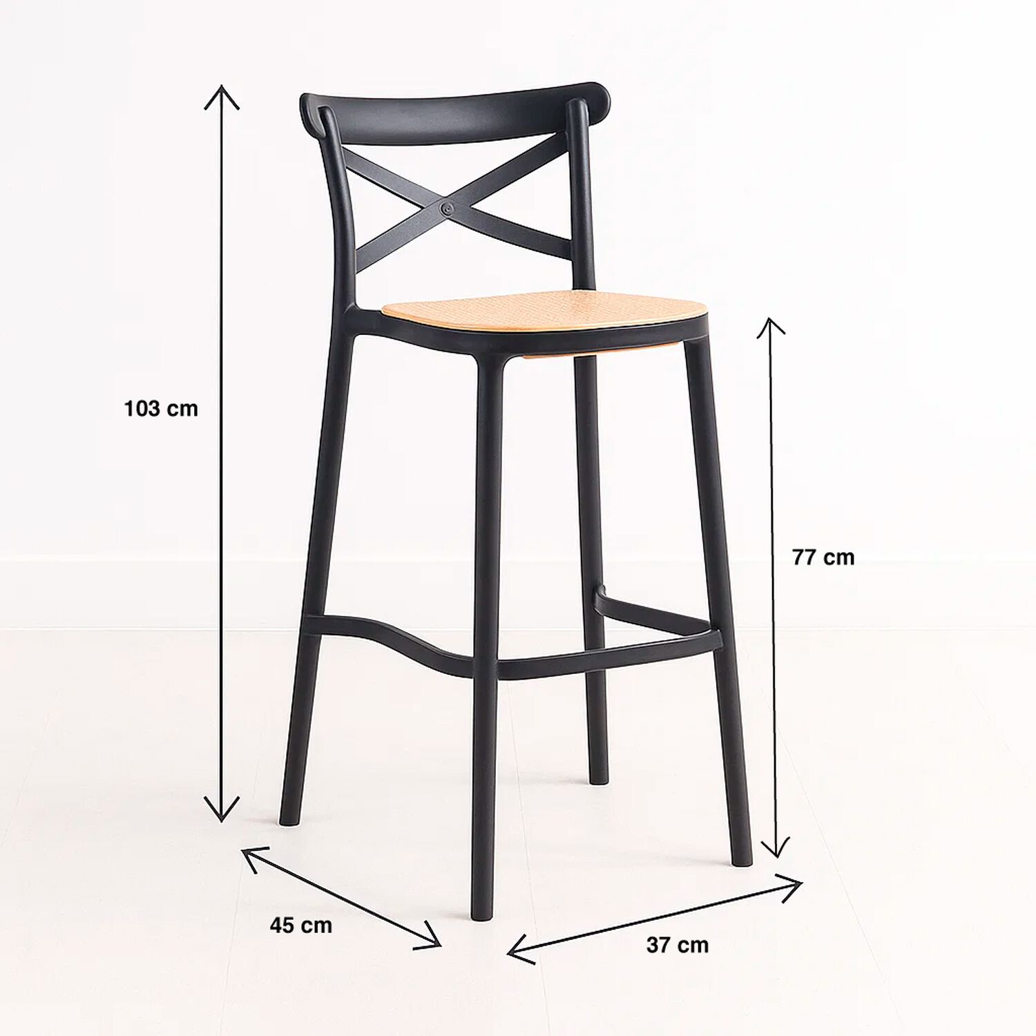 Pack De 4 Taburetes Crossback Danubio - Negros image number 3.0