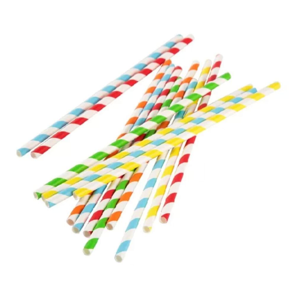 Set 100 Pajitas De Papel Ecologico 20cm Colores Varios image number 1.0