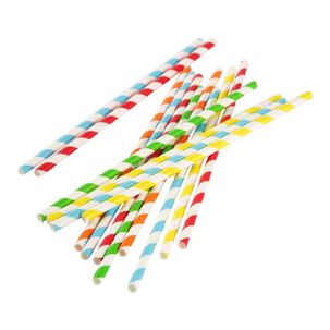 Set 100 Pajitas De Papel Ecologico 20cm Colores Varios