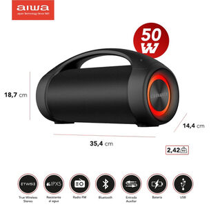 Parlante Port&aacute;til Bluetooth Tws Usb Boombox 26w Aiwa Aw-s600