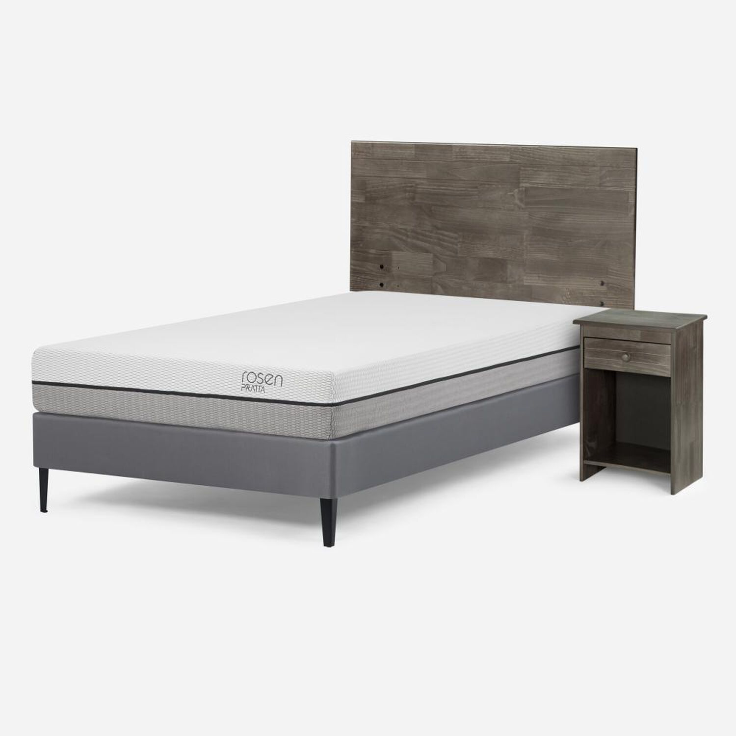 Cama Europea Rosen Pratta / 1 Plaza / Base Normal + Set De Maderas Tabor Grafito image number 1.0