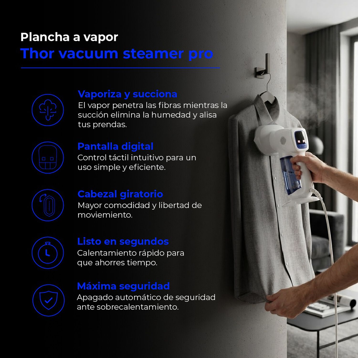 Plancha A Vapor Con Succi&oacute;n Thor Vacuum Steamer Pro image number 2.0