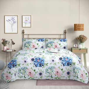 Cubrecama Quilt Reversible King 250 X 240 Cm Estampado Suculenta - Flowers Collection Martin&eacute;
