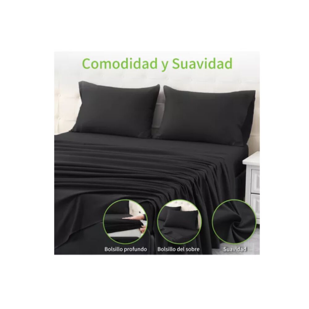 Juego De Sábana 200 Hilos 2 Plazas 4 Piezas Variedad Colores image number 9.0