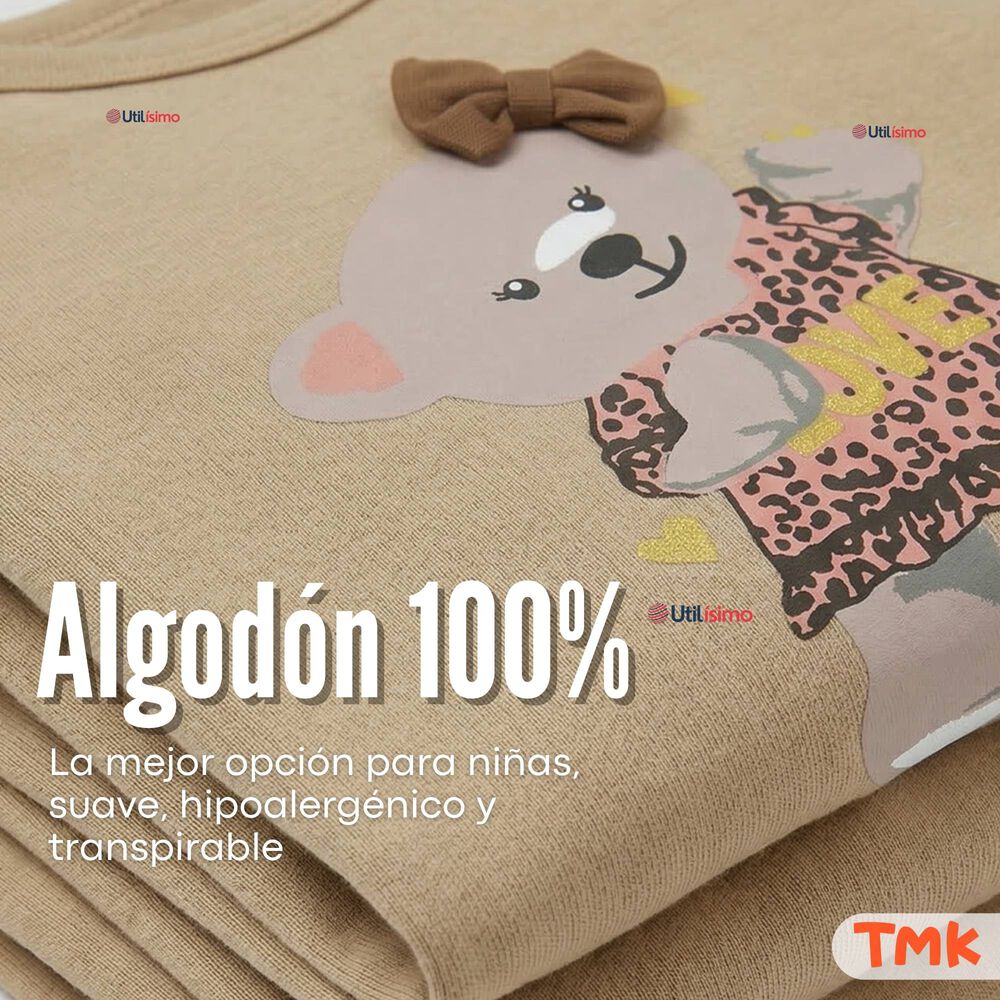 Pack 5 Bodys Manga Larga 100% Algod&oacute;n Beb&eacute; Ni&ntilde;a Sweet And Wild image number 4.0