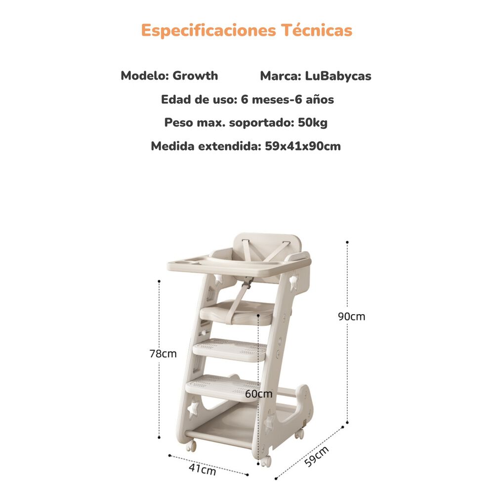 Silla De Comer Multifuncional Growth Gris Lubabycas image number 7.0